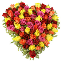 100 Mix Roses Heart